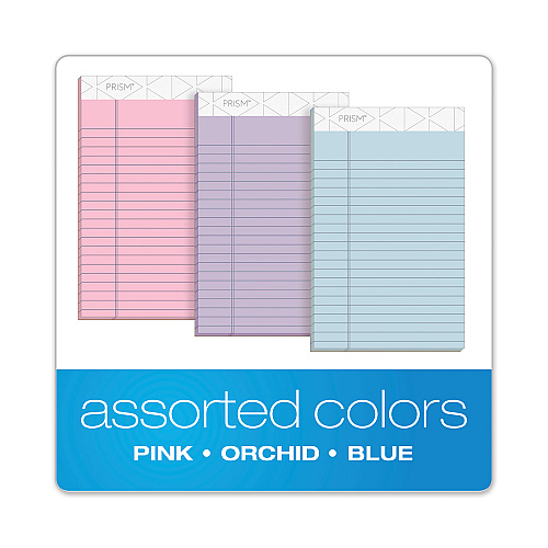 TOPS Prism + Colored Writing Pads, Narrow Rule, 50 Assorted Pastel-Color 5 x 8 Sheets, 6/Pack (63016)
