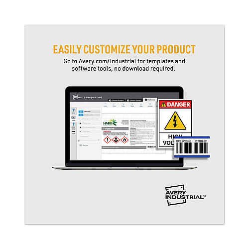 Avery Surface Safe Removable Label Safety Signs, Inkjet/Laser Printers, 7 x 10, White, 15/Pack 7" Width x 10" Length - Removable Adhesive - Rectangle - Laser, Inkjet - White - Film - Water Resistant - 1 / Sheet - 15 Total Sheets - 15 / Pack (61515)