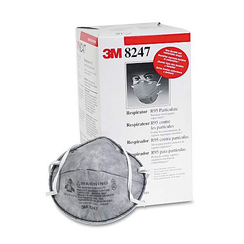 3M R95 Particulate Respirator w/Nuisance-Level Organic Vapor Relief, One Size Fits All, 20/Box (8247)