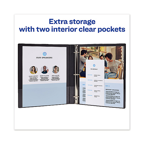Avery Framed View Heavy-Duty Binders, 3 Rings, 1.5" Capacity, 11 x 8.5, Navy Blue (68059)