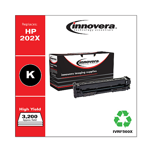 Innovera Remanufactured Black High-Yield Toner, Replacement for 202X (CF500X), 3,200 Page-Yield