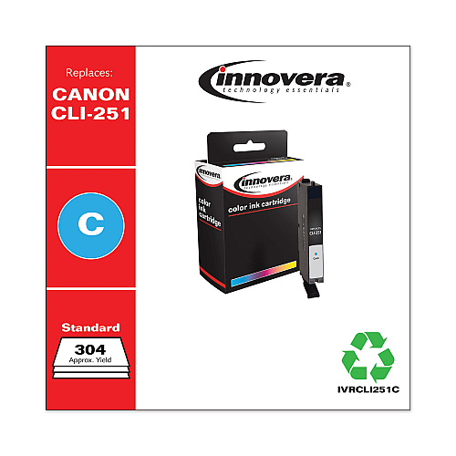 Innovera Remanufactured Cyan Ink, Replacement for CLI-251 (6514B001), 304 Page-Yield (IVRCLI251C)