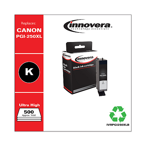 Innovera Remanufactured Black High-Yield Ink, Replacement for PGI-250XL (6432B001), 500 Page-Yield (IVRPGI250XLB)