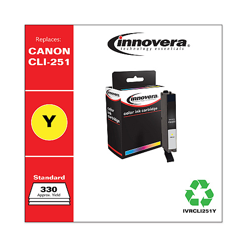 Innovera Remanufactured Yellow Ink, Replacement for CLI-251 (6516B001), 330 Page-Yield (IVRCLI251Y)