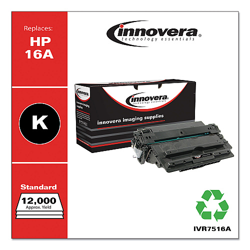 Innovera Remanufactured Black Toner, Replacement for 16A (Q7516A), 12,000 Page-Yield