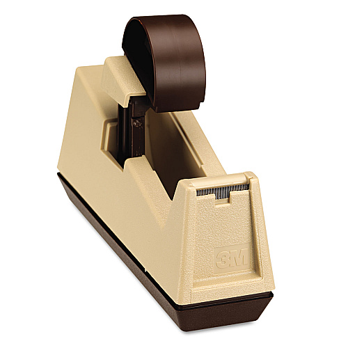 Scotch Heavy-Duty Weighted Desktop Tape Dispenser, 3" Core, Plastic, Putty/Brown (C25)