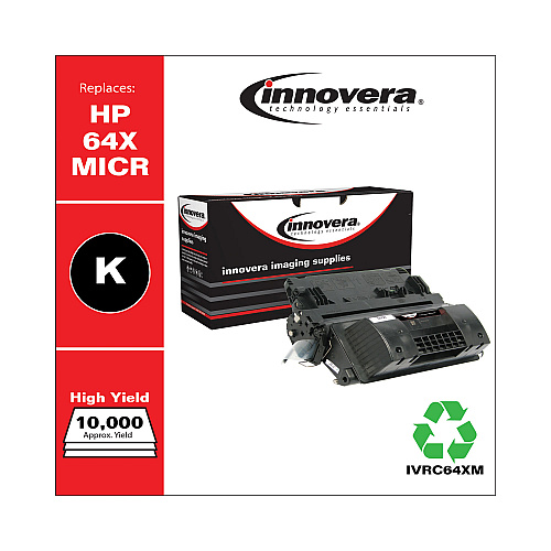Innovera Remanufactured Black High-Yield MICR Toner, Replacement for 64XM (CC364XM), 24,000 Page-Yield (IVRC64XM)