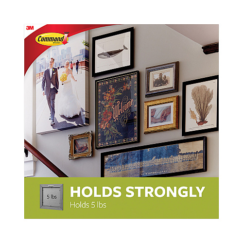 Command Universal Picture Hanger, Large, Silver, 5 lb Capacity, 1 Hanger and 4 Strips (70006903739)