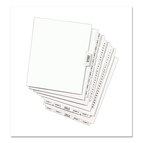 Avery-Style Preprinted Legal Bottom Tab Divider, 26-Tab, Exhibit A, 11 x 8.5, White, 25/PK (11940)