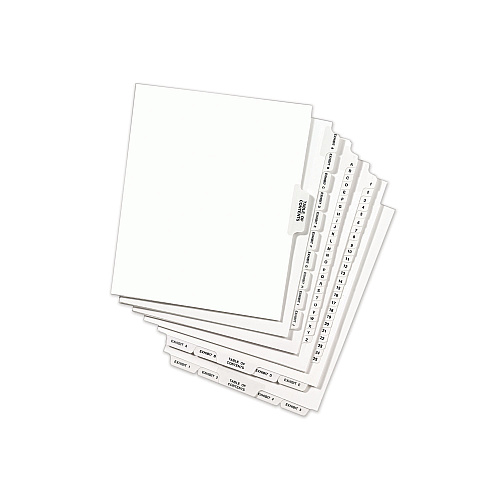 Avery-Style Preprinted Legal Bottom Tab Divider, 26-Tab, Exhibit F, 11 x 8.5, White, 25/PK 25 x Divider(s) - Bottom Tab(s) - Exhibit F - 1 Tab(s)/Set - 8.5" Divider Width x 11" Divider Length - Letter - 8.50" Width x 11" Length - White Paper Divid (11945)