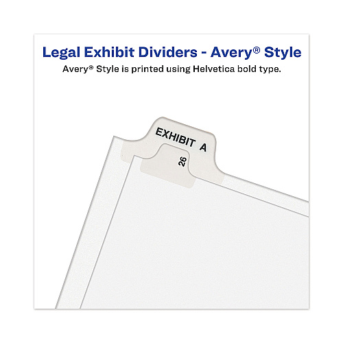 Avery-Style Preprinted Legal Bottom Tab Divider, 26-Tab, Exhibit I, 11 x 8.5, White, 25/PK (11948)
