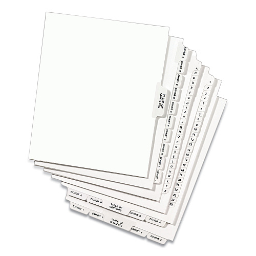 Avery-Style Preprinted Legal Side Tab Divider, 26-Tab, Exhibit V, 11 x 8.5, White, 25/Pack, (1392) 1 Printed Tab(s) - Character - V - 8.5" Divider Width x 11" Divider Length - Letter - White Paper Divider - Paper Tab(s) - 20% Recycled - Reinforced (01392)