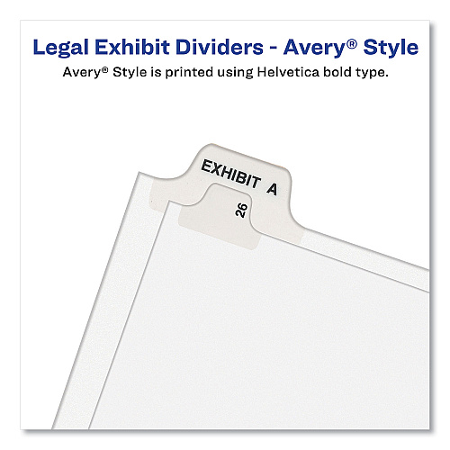 Avery-Style Preprinted Legal Bottom Tab Divider, 26-Tab, Exhibit F, 11 x 8.5, White, 25/PK 25 x Divider(s) - Bottom Tab(s) - Exhibit F - 1 Tab(s)/Set - 8.5" Divider Width x 11" Divider Length - Letter - 8.50" Width x 11" Length - White Paper Divid (11945)