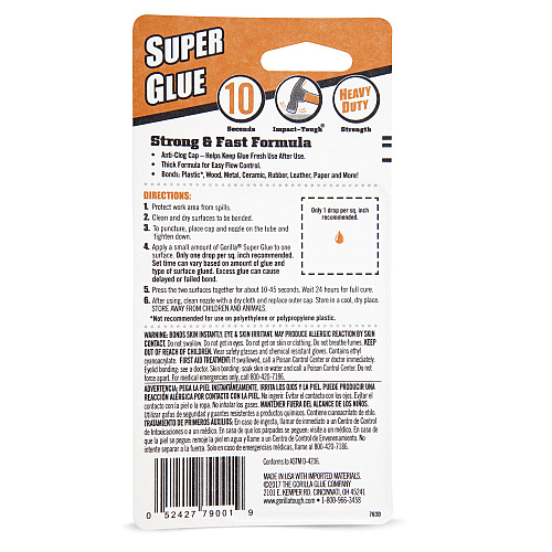 Gorilla Super Glue, 0.53 oz, Dries Clear, 4/Carton (7807101CT)
