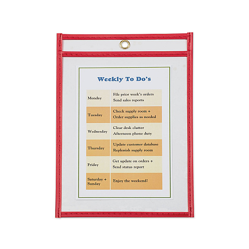 C-Line Stitched Shop Ticket Holders, Top Load, Super Heavy, Clear, 6" x 9" Inserts, 25/Box (43969)