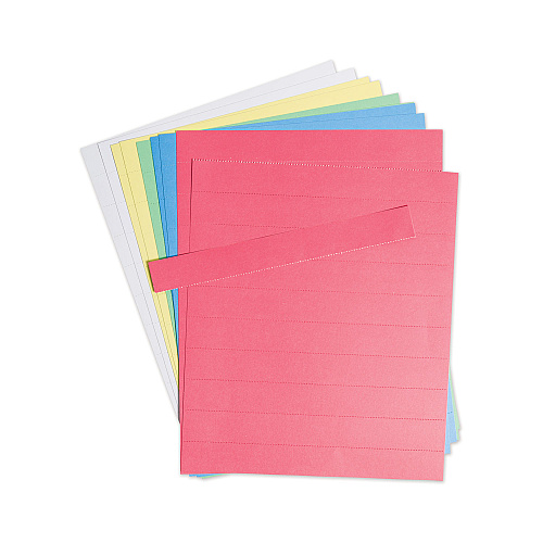 U Brands Data Card Replacement Sheet, 8.5 x 11 Sheets, Perforated at 1", Assorted, 10/Pack (FM1614)