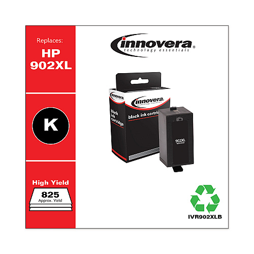 Innovera Remanufactured Black High-Yield Ink, Replacement for 902XL (T6M14AN), 825 Page-Yield (IVR902XLB)