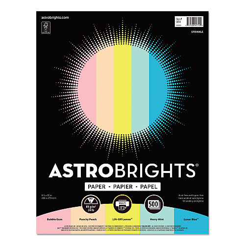 Astrobrights Color Paper, 24 lb Bond Weight, 8.5 x 11, Assorted Colors, 500/Ream (91714)