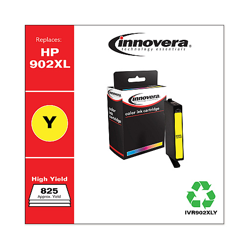 Innovera Remanufactured Yellow High-Yield Ink, Replacement for 902XL (T6M10AN), 825 Page-Yield (IVR902XLY)