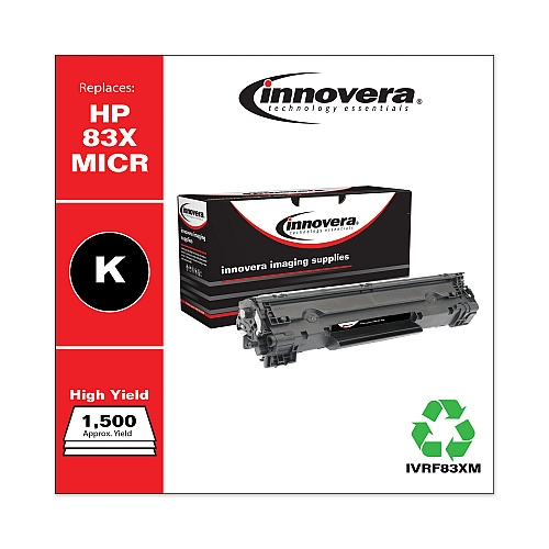 Innovera Remanufactured Black High-Yield MICR Toner, Replacement for 83XM (CF283XM), 2,200 Page-Yield (IVRF83XM)