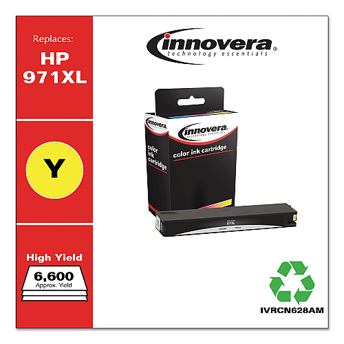 Innovera Remanufactured Yellow High-Yield Ink, Replacement for 971XL (IVRCN628AM), 6,600 Page-Yield