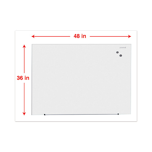 Universal Frameless Magnetic Glass Marker Board, 48 x 36, White Surface (UNV43203)