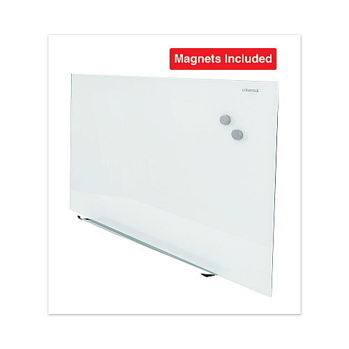 Universal Frameless Magnetic Glass Marker Board, 48 x 36, White Surface (UNV43203)