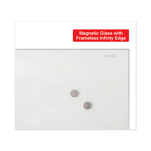 Universal Frameless Magnetic Glass Marker Board, 48 x 36, White Surface (UNV43203)
