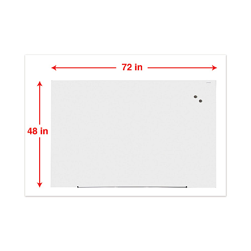 Universal Frameless Magnetic Glass Marker Board, 72 x 48, White Surface (UNV43204)