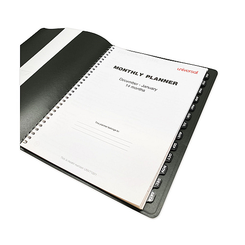 Universal Monthly Planner, 11 x 8, Black Cover, 14-Month: Dec 2025 to Jan 2027 (71001)