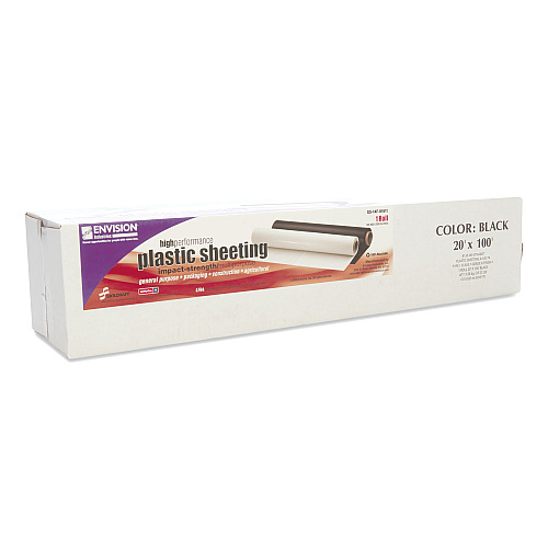 AbilityOne 8135005796487, SKILCRAFT Plastic Sheeting, 20 ft x 100 ft, Black
