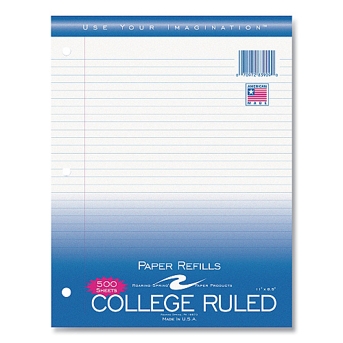 Roaring Spring Notebook Filler Paper, 8.5 x 11, College Rule, 500/Pack (83909)