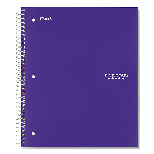Five Star Wirebound Notebook with Eight Pockets, 5-Subject, Wide/Legal Rule, Randomly Assorted Cover Color, (200) 10.5 x 8 Sheets (51016)