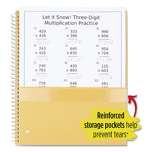 Five Star Wirebound Notebook with Eight Pockets, 5-Subject, Wide/Legal Rule, Randomly Assorted Cover Color, (200) 10.5 x 8 Sheets (51016)