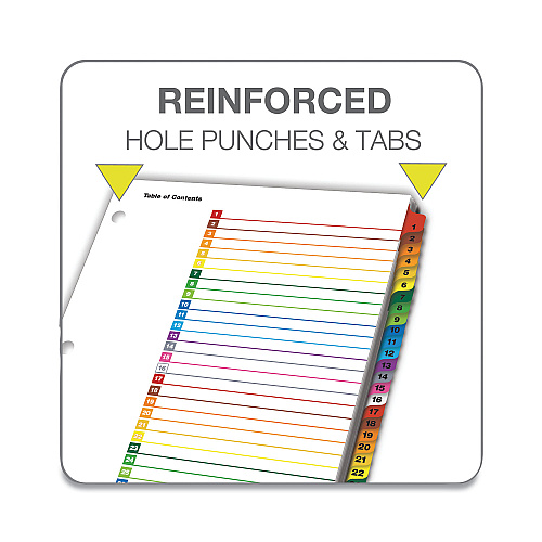 Cardinal OneStep Printable Table of Contents and Dividers, 31-Tab, 1 to 31, 11 x 8.5, White, Assorted Tabs, 1 Set (60118)