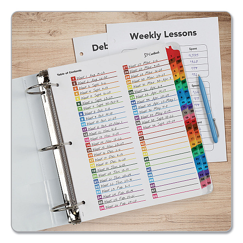 Cardinal OneStep Printable Table of Contents and Dividers - Double Column, 52-Tab, 1 to 52, 11 x 8.5, White, 1 Set (60990)