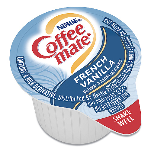 Coffee-mate Liquid Coffee Creamer, French Vanilla, 0.38 oz Mini Cups, 180/Carton (35070)