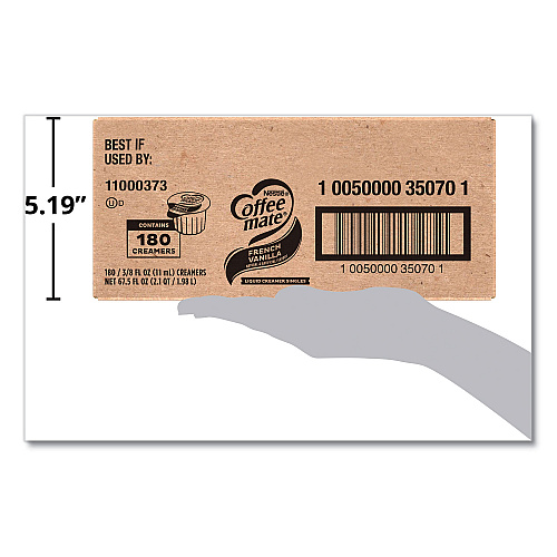 Coffee-mate Liquid Coffee Creamer, French Vanilla, 0.38 oz Mini Cups, 180/Carton (35070)