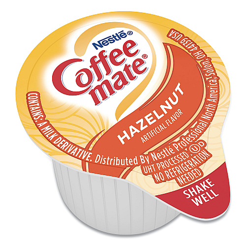 Coffee-mate Liquid Coffee Creamer, Hazelnut, 0.38 oz Mini Cups, 50/Box, 4 Boxes/Carton, 200 Total/Carton (35180CT)