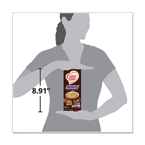 Coffee-mate Liquid Coffee Creamer, Snickers, 0.38 oz Mini Cups, 50 Cups/Box (61425BX)