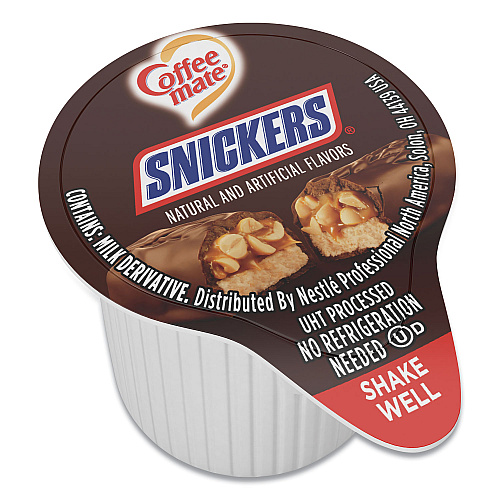 Coffee-mate Liquid Coffee Creamer, Snickers, 0.38 oz Mini Cups, 200 Cups/Carton (61425CT)