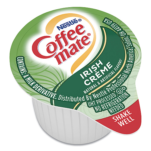 Coffee-mate Liquid Coffee Creamer, Irish Creme, 0.38 oz Mini Cups, 50/Box, 4 Boxes/Carton, 200 Total/Carton (35112CT)