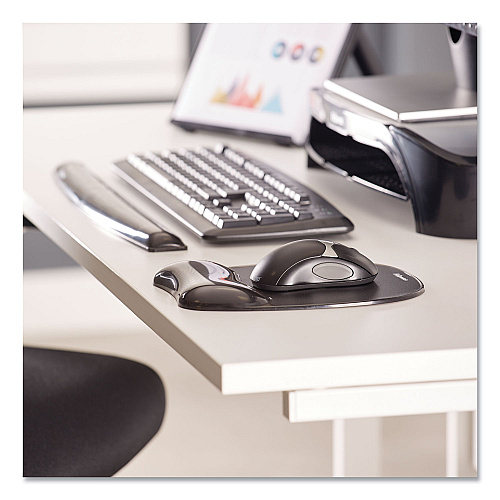 Fellowes Gel Crystals Keyboard Wrist Rest, 18.5 x 2.25, Black (9112201)