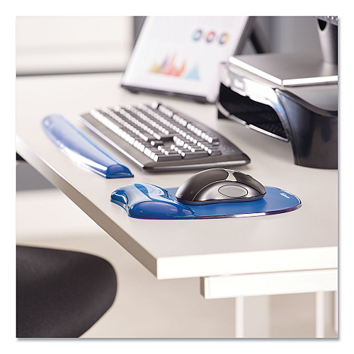 Fellowes Gel Crystals Keyboard Wrist Rest, 18.5 x 2.25, Blue (91137)