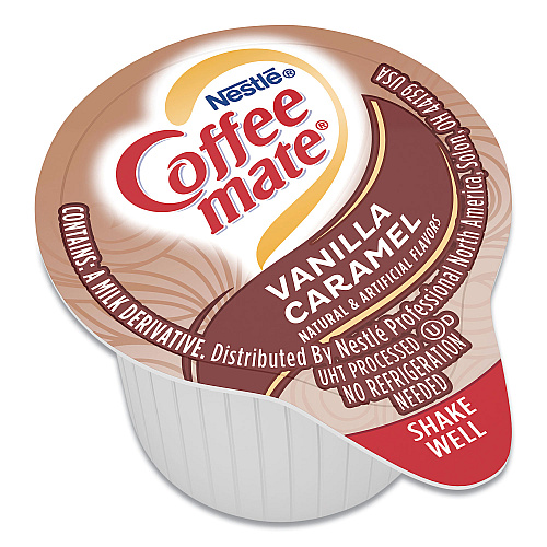 Coffee-mate Liquid Coffee Creamer, Vanilla Caramel, 0.38 oz Mini Cups, 50/Box (79129)