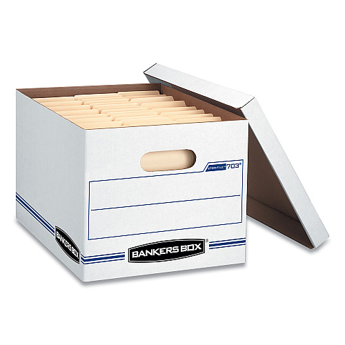 Bankers Box STOR/FILE Basic-Duty Storage Boxes, Letter/Legal Files, 12" x 16.25" x 10.5", White, 20/Carton (0070333)