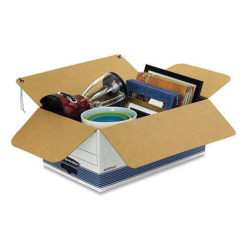 Bankers Box STOR/FILE Medium-Duty Strength Storage Boxes, Legal Files, 15.25" x 24.13" x 10.75", White/Blue, 12/Carton (00705)