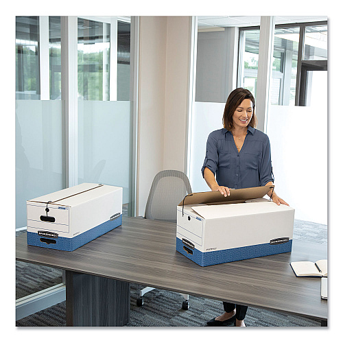 Bankers Box LIBERTY Heavy-Duty Strength Storage Boxes, Legal Files, 15.25" x 24.13" x 10.75", White/Blue, 12/Carton (00012)