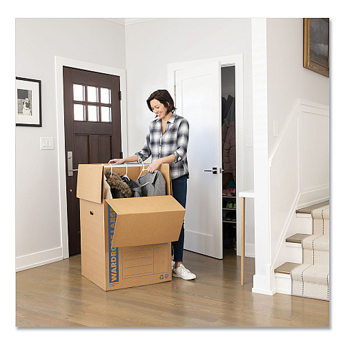 Bankers Box SmoothMove Wardrobe Box, Regular Slotted Container (RSC), 24" x 24" x 40", Brown/Blue, 3/Carton (7711001)