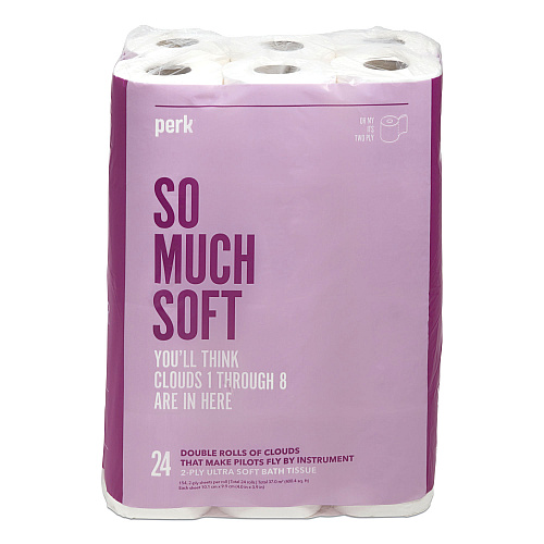 Perk Ultra Soft Two-Ply Standard Toilet Paper, Septic Safe, White, 154 Sheets/Roll, 24 Rolls/Pack (24380328)
